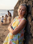 FJØRNA women’s summer midi dress with short sleeves, flowy and lightweight, perfect for warm weather and casual occasions.