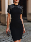FJØRNA structured embellished shoulder evening dress for women, featuring elegant design and intricate detailing.