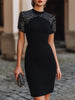 FJØRNA structured embellished shoulder evening dress for women, featuring elegant design and intricate detailing.