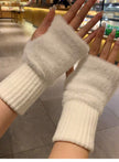 Plush Black Fingerless Gloves