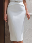 FJØRNA elegant short-sleeve V-neck belted midi dress for women, sculpted fit, stylish and suitable for casual or formal occasions.