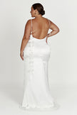 FJØRNA Studio | Satin Bridal Gown with 3D Floral Straps and Low Back
