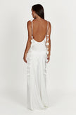 FJØRNA Studio | Satin Bridal Gown with 3D Floral Straps and Low Back