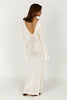 FJØRNA Studio | Crochet Maxi Dress with Flared Sleeves & Gold Details