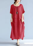 Gray linen and cotton maxi dress by FJØRNA, casual wedding dress with flowing fabric and relaxed style, ideal for summer occasions.