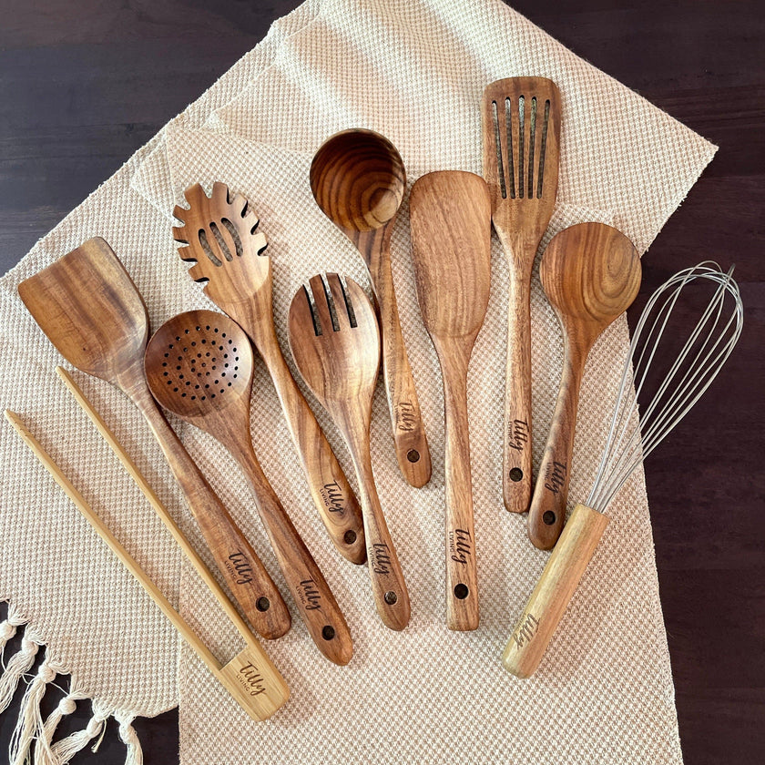Udgita – 10-Piece Teak Wood Kitchen Utensil Set