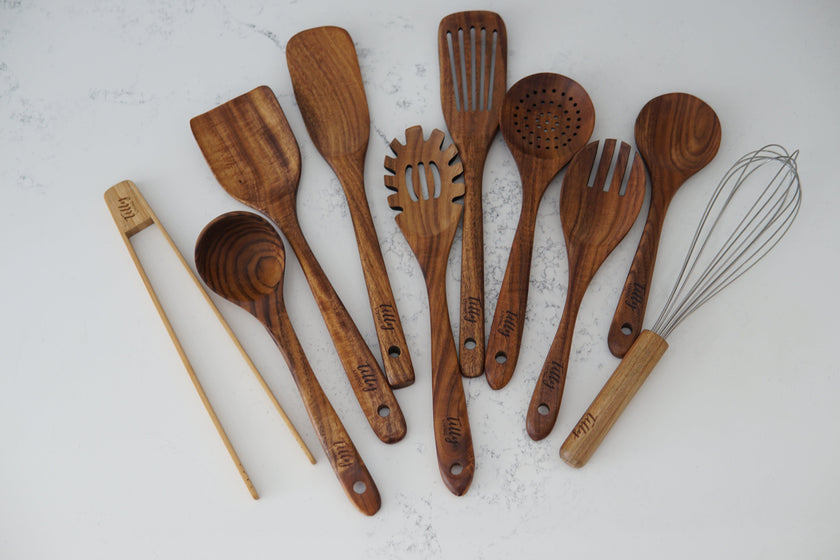Udgita – 10-Piece Teak Wood Kitchen Utensil Set