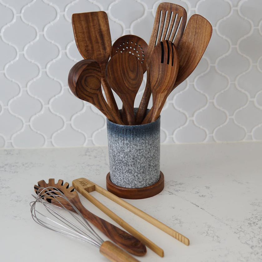 Udgita – 10-Piece Teak Wood Kitchen Utensil Set