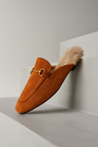 FJØRNA women's fur mule slippers with plush lining and slip-on design, showcasing soft, luxurious footwear for women.