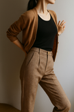 FJØRNA wool blend high waist tapered trousers for women, stylish pants with a tailored fit and sleek design.