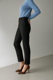 Beige wool blend tapered high-waist trousers for women, stylish and comfortable pants by FJØRNA.