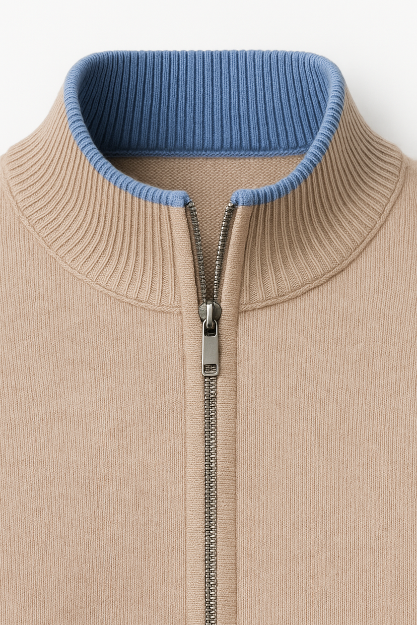 Men Stand Collar Zipper Sweater