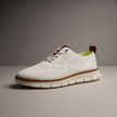 Men's FJØRNA Knit Mesh Trainers with breathable waffle-pod cushioned soles, minimalist white sneakers for comfort and style.
