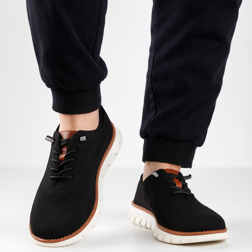 FJØRNA men's knit mesh trainers with breathable waffle-pod cushioning and cushioned insoles, designed for comfort and style.