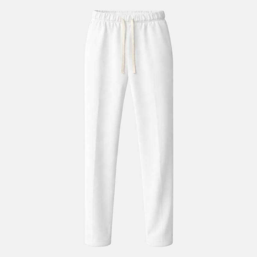 FJØRNA men's wide leg joggers with drawstring waist, relaxed fit, and casual style, shown in black fabric.