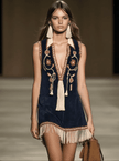 Red Faux Suede Tassel Mini Western Dress Western | Casual Dress