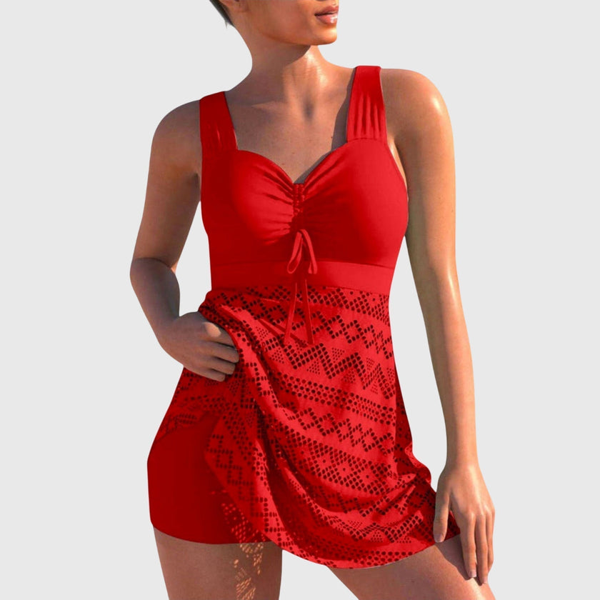 FJØRNA women's round neck bikini set in regular fit, featuring a stylish swimwear design with a comfortable fit.