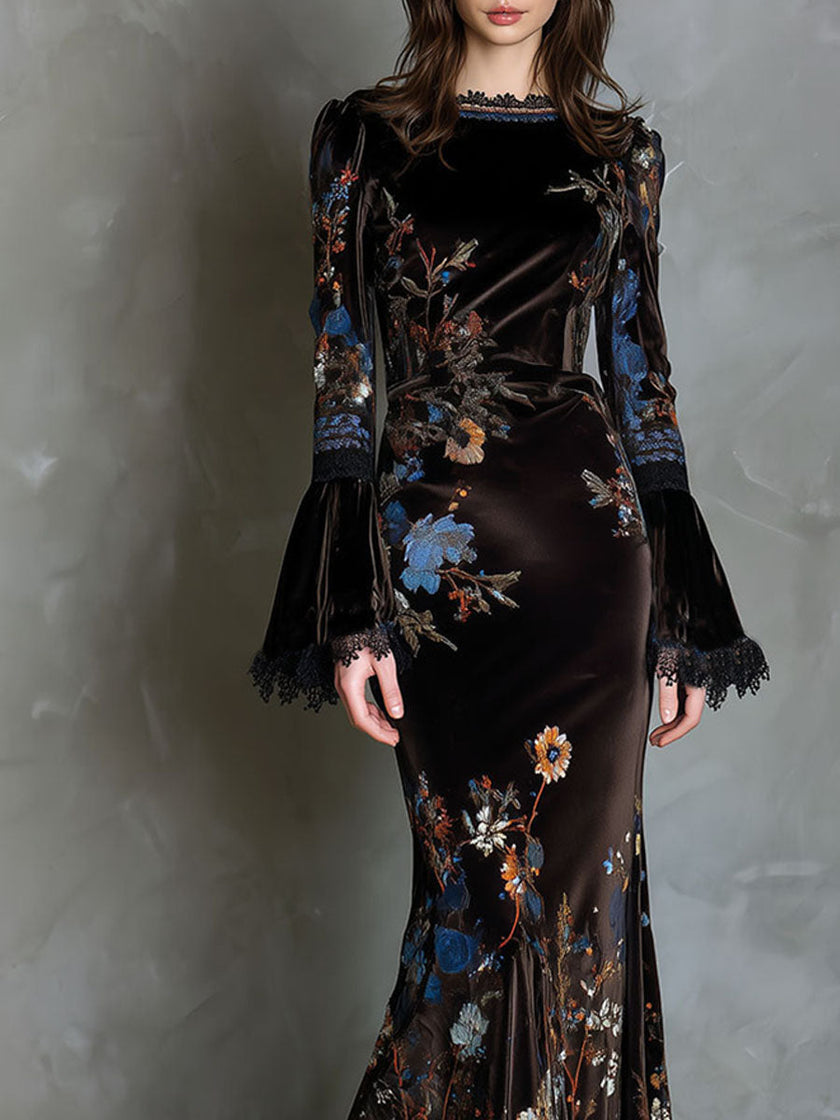 Velvet Floral Elegance Dress Elegance | Evening Dress