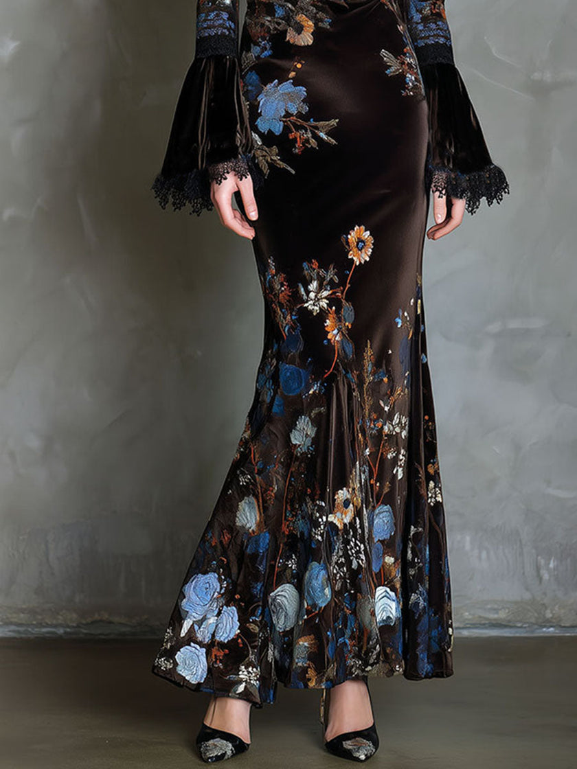 Velvet Floral Elegance Dress Elegance | Evening Dress