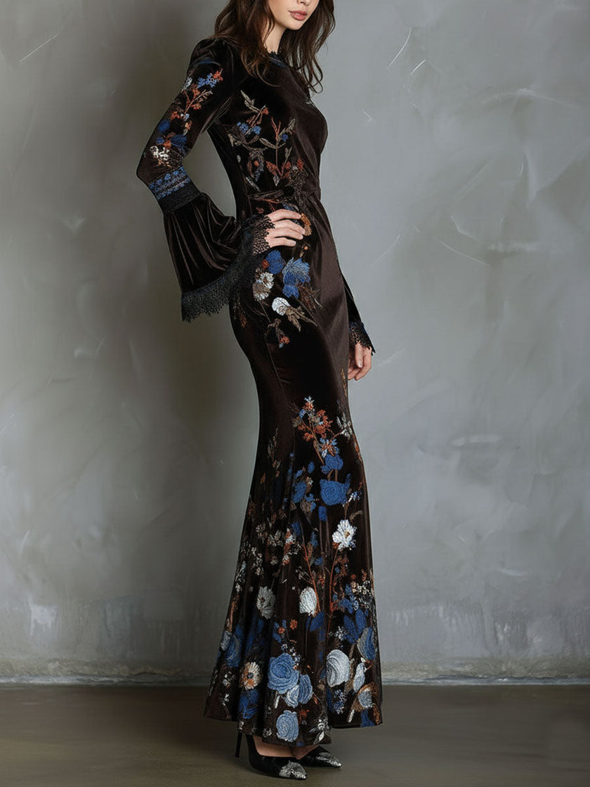 Velvet Floral Elegance Dress Elegance | Evening Dress