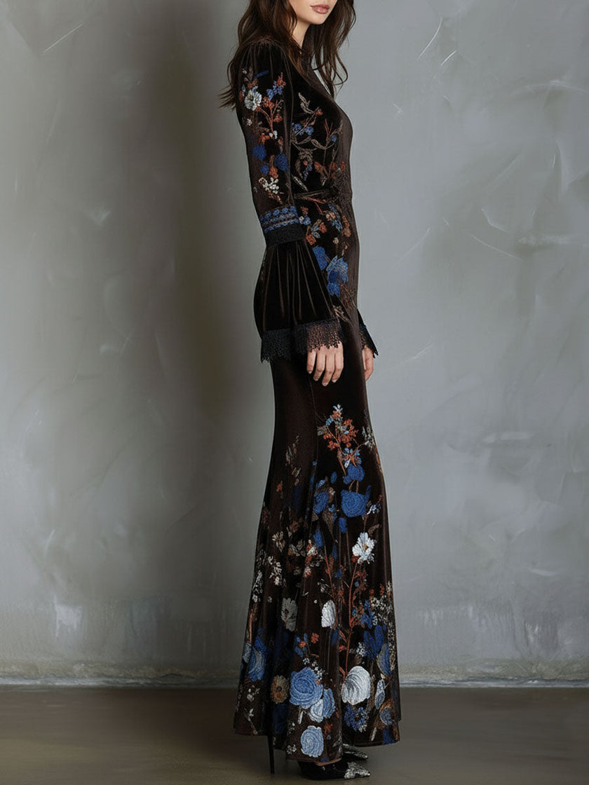 Velvet Floral Elegance Dress Elegance | Evening Dress