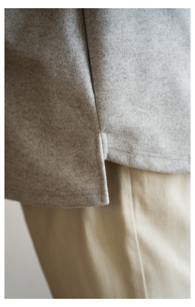 Lapel Half-Zip Sweater Gray