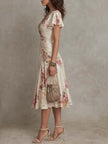 Chiffon Floral Midi Dress | Evening Dress
