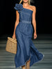 Denim Strapless Maxi Dress | Evening Dress