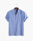 Striped Print Short Sleeve Collar Shirt