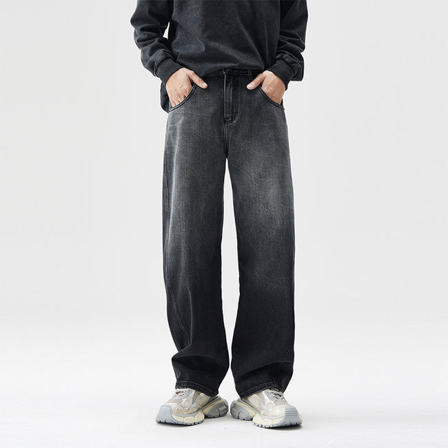 Loose Wide Leg Trousers Black Denim