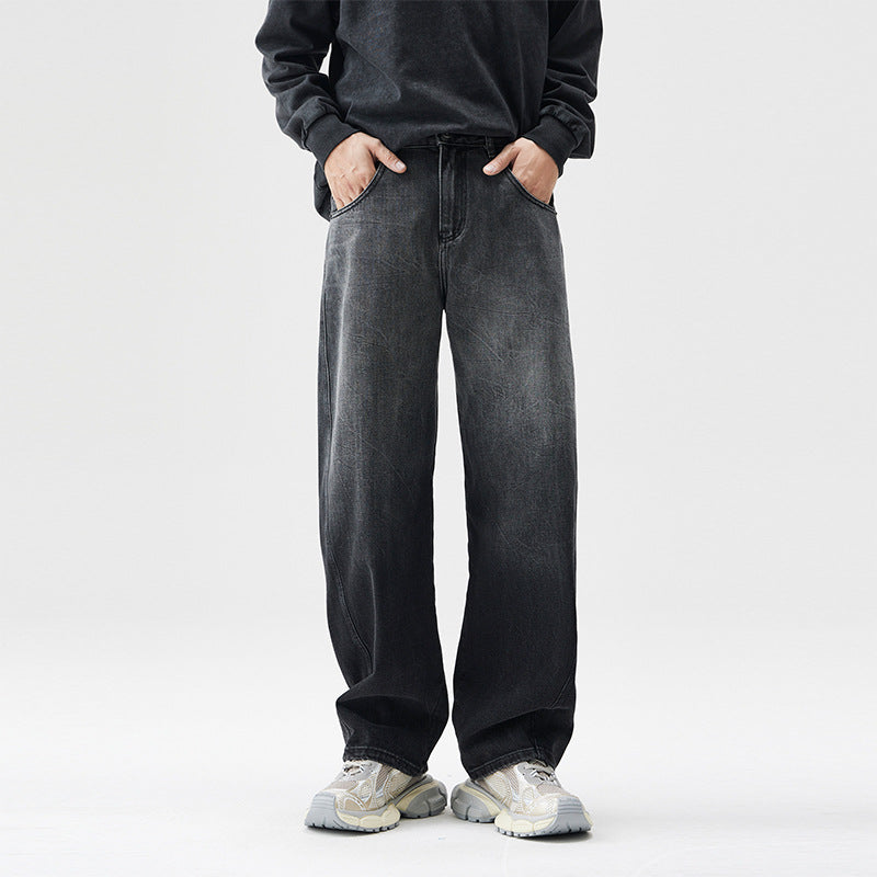 Loose Wide Leg Trousers Black Denim