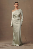 FJØRNA Studio | One-Shoulder Draped Long Sleeve Maxi Dress