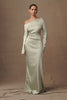 FJØRNA Studio | One-Shoulder Draped Long Sleeve Maxi Dress