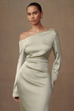 FJØRNA Studio | One-Shoulder Draped Long Sleeve Maxi Dress