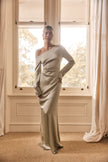 FJØRNA Studio | One-Shoulder Draped Long Sleeve Maxi Dress