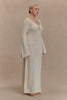 FJØRNA Studio | Crochet Maxi Dress with Flared Sleeves & Gold Details