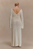 FJØRNA Studio | Crochet Maxi Dress with Flared Sleeves & Gold Details