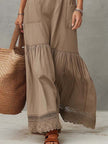 Khaki Cotton Sleeveless Maxi Dress For Women
