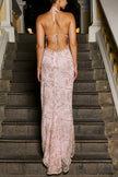 FJØRNA Amina Maxi Dress in pink, flowing sleeveless dress with a lightweight fabric and elegant design, perfect for summer or special occasions.