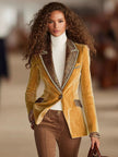 FJØRNA pink velvet leopard print blazer with single button closure, stylish jackets and blazers for women.