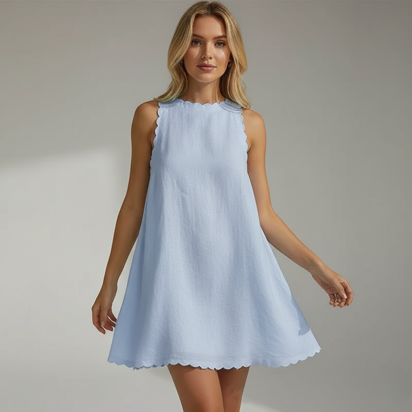 Zoe - Women's Mini Dress White Linen