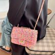 Tanja – Chic Tweed Shoulder Bag with Gold Chain Accent