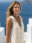 FJØRNA women's sleeveless summer maxi dress with casual, flowy fabric, perfect for warm weather and relaxed occasions.