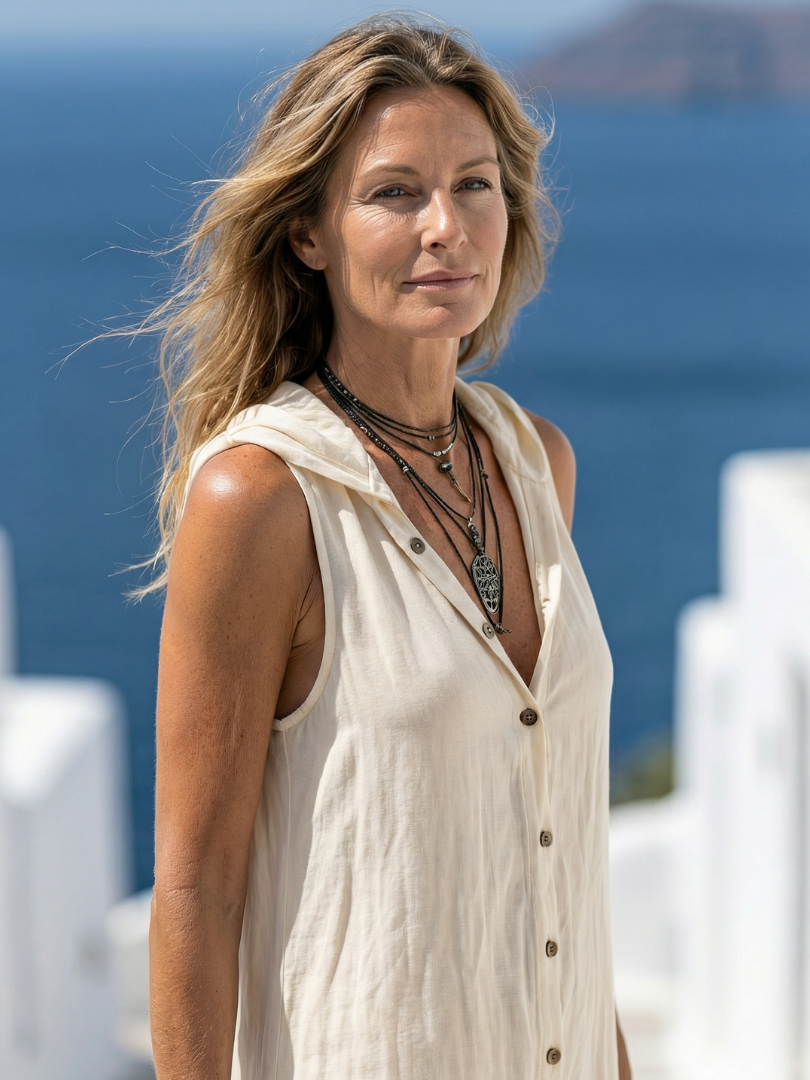 FJØRNA women's sleeveless summer maxi dress with casual, flowy fabric, perfect for warm weather and relaxed occasions.