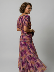 FJØRNA elegant off-shoulder midi dress for women, bodycon fit, showcasing a sophisticated and stylish design.