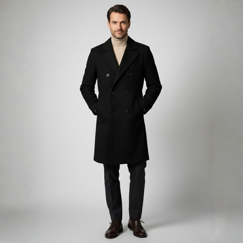 Double-Breasted Wool Overcoat