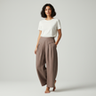 Liam - Stones Plain Color Cotton Linen High Waist Wide Leg Pants With Pockets