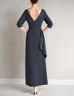 Red off-shoulder midi dress and mermaid two-piece set for women by FJØRNA, showing the stylish, fitted design and elegant fabric.