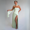 FJØRNA Studio | Women's Maxi Dress Mint Non-Stretch Crepe Formal Size M