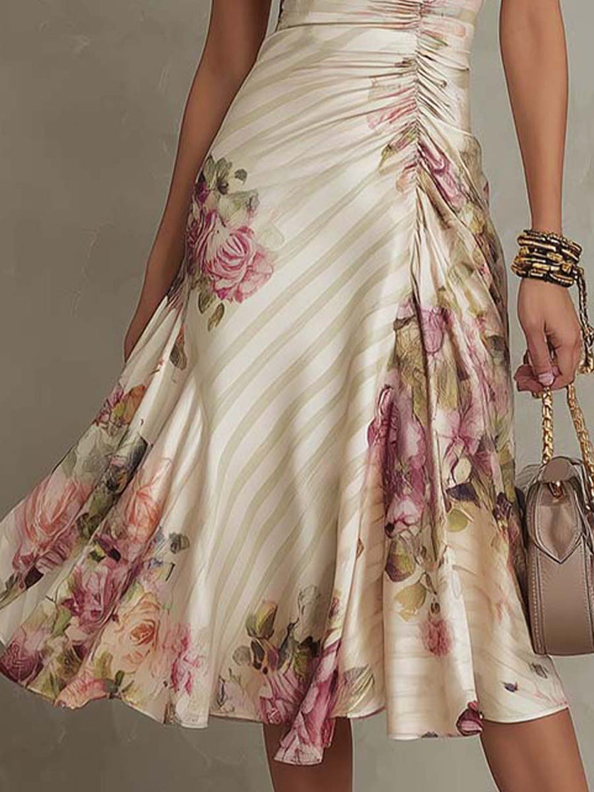 Chiffon Floral Midi Dress | Evening Dress